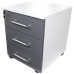 Comoda Office birou cu 3 sertare alb/gri